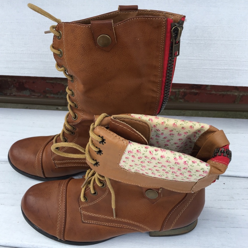 Charles Albert combat boots with Fold over Cuff